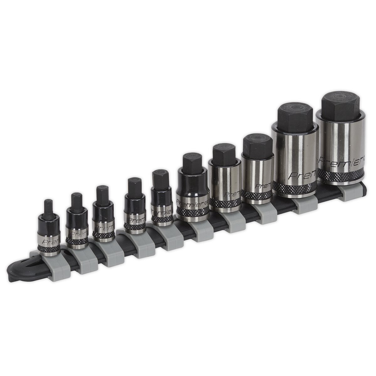 Hex Socket Bit Set 10pc Stubby 1/4", 3/8" & 1/2"Sq Drive Black Series