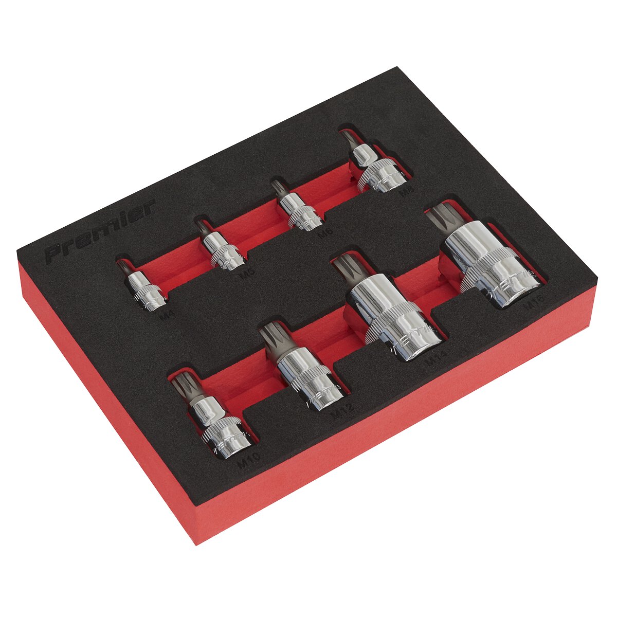 Spline Socket Bit Set 8pc 1/4", 3/8" & 1/2"Sq Drive