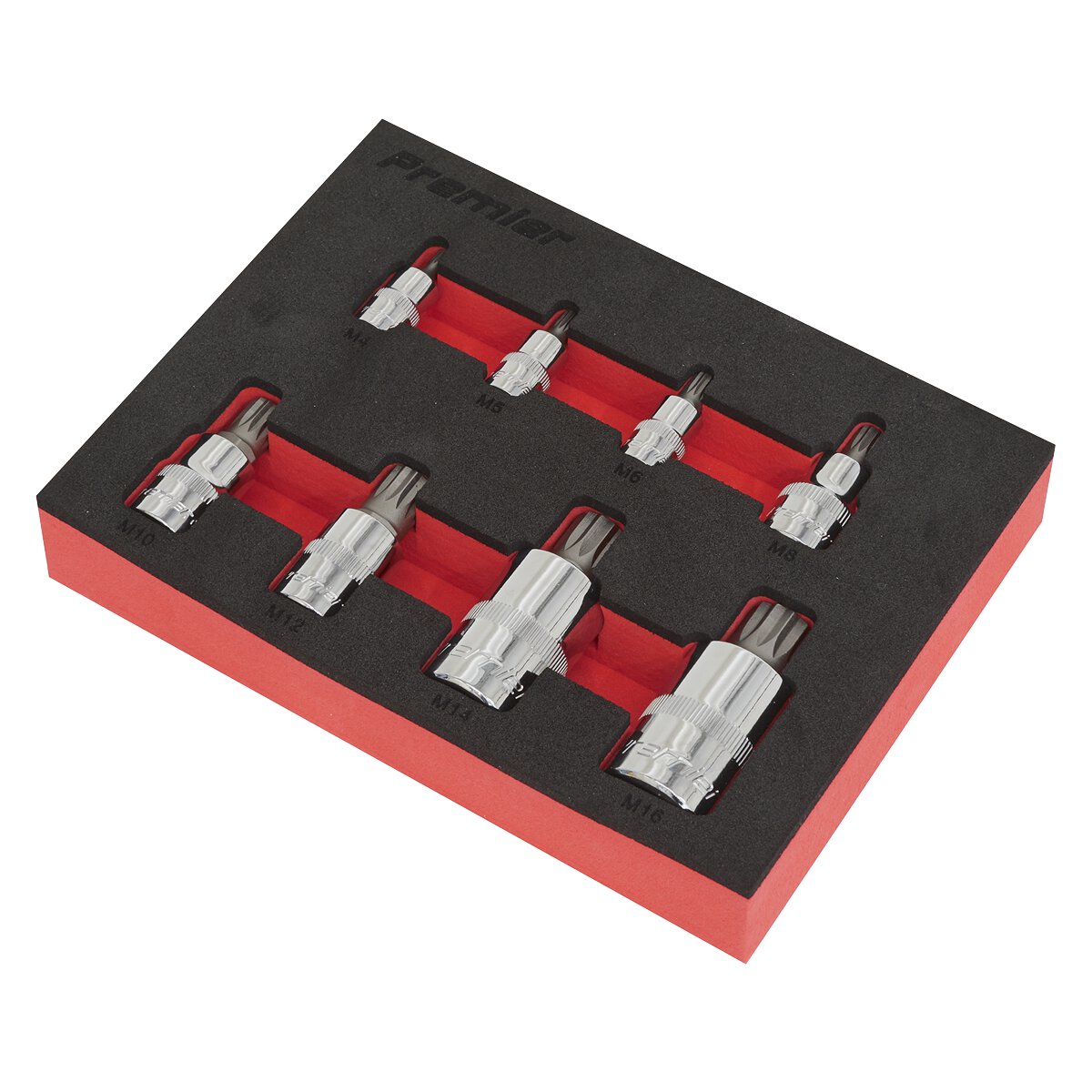 Spline Socket Bit Set 8pc 1/4", 3/8" & 1/2"Sq Drive