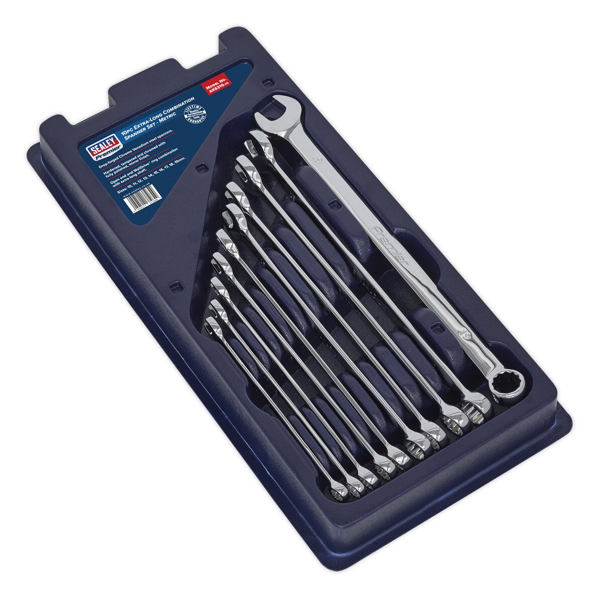 Combination Spanner Set 10pc Extra Long Metric