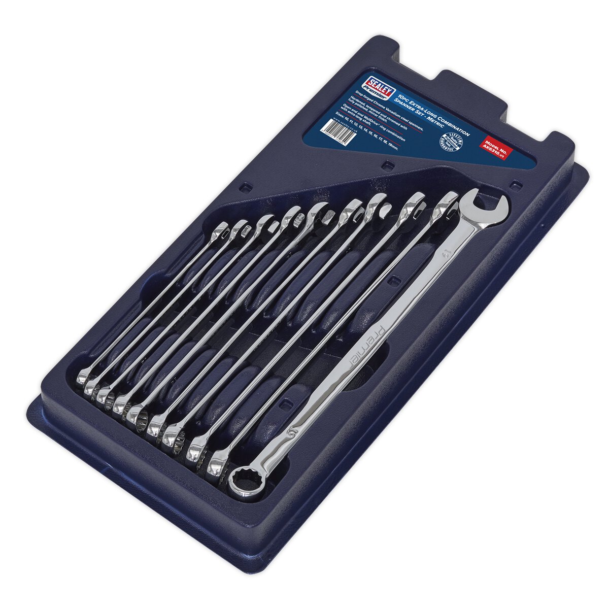Combination Spanner Set 10pc Extra Long Metric