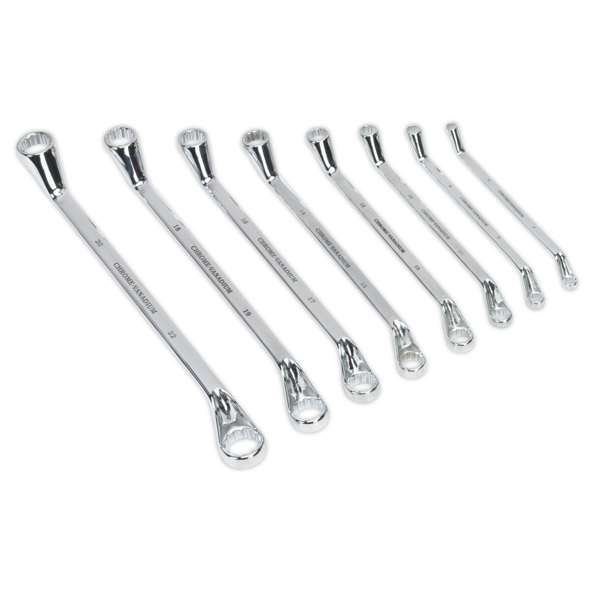 Offset Double End Ring Spanner Set 8pc Metric