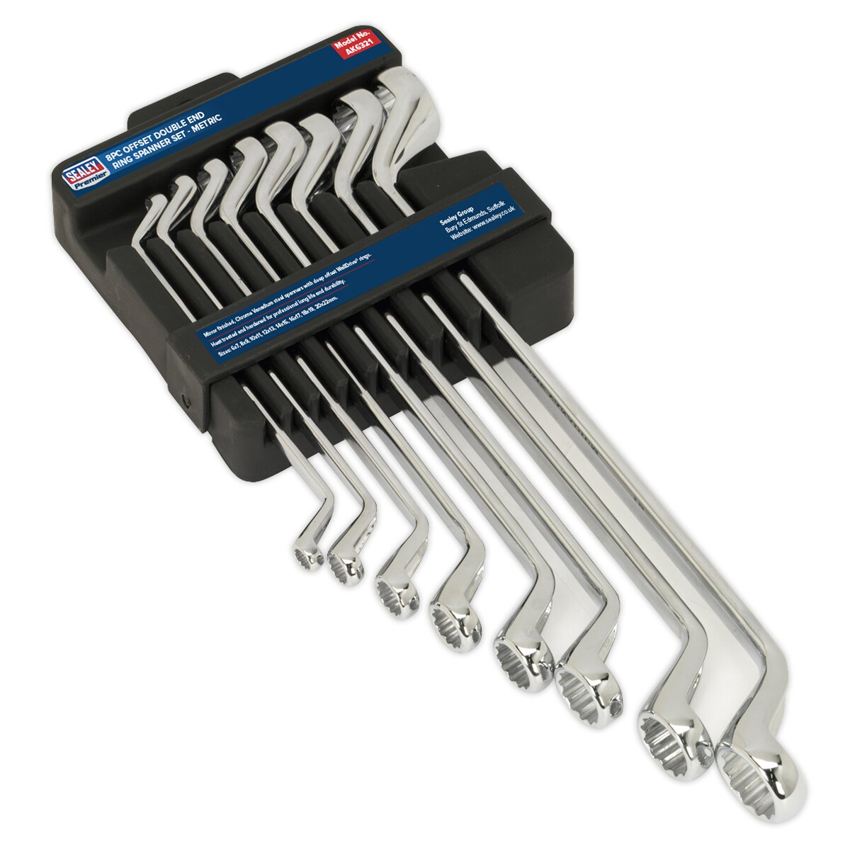 Offset Double End Ring Spanner Set 8pc Metric
