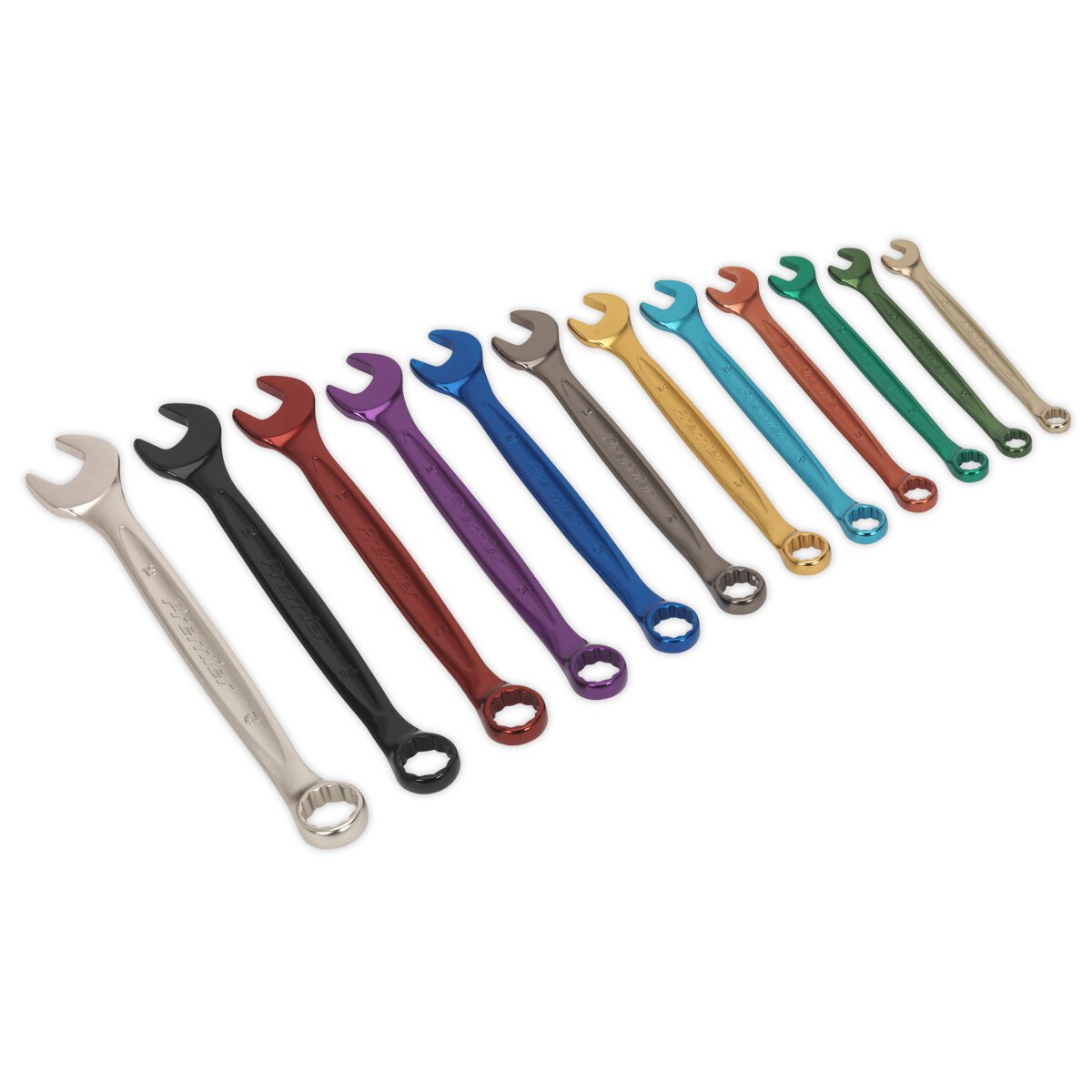 Combination Spanner Set 12pc Multi-Coloured Metric