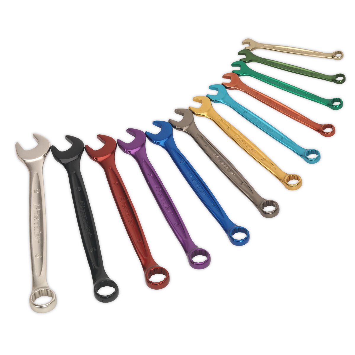 Combination Spanner Set 12pc Multi-Coloured Metric
