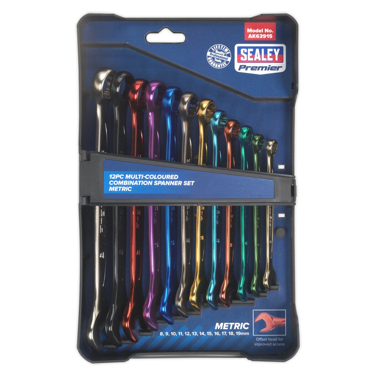 Combination Spanner Set 12pc Multi-Coloured Metric
