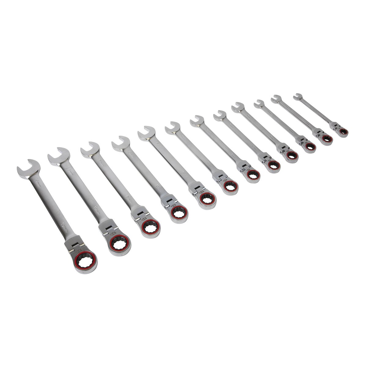 Flexi-Head Ratchet Combination Spanner Set 12pc Metric