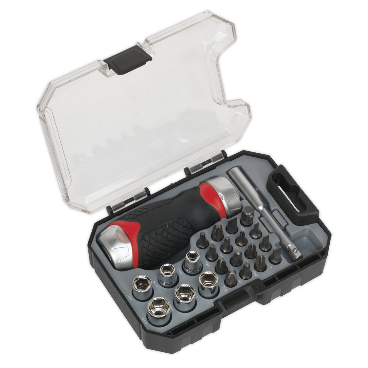 Fine Tooth Ratchet Screwdriver & Accessory Set 24pc Stubby