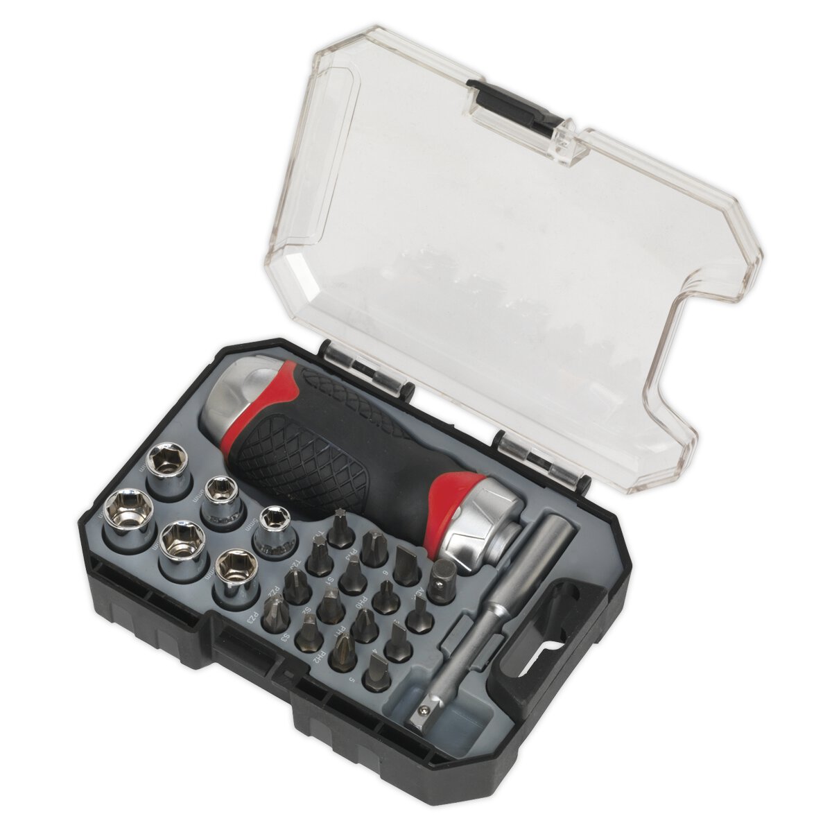 Fine Tooth Ratchet Screwdriver & Accessory Set 24pc Stubby