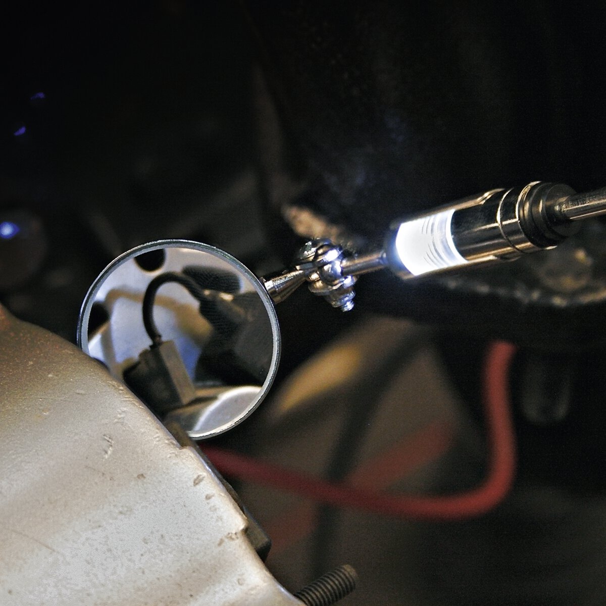 Telescopic Magnetic Pick-Up Tool with LED Light, Inspection Mirror & Washer Jet Tool