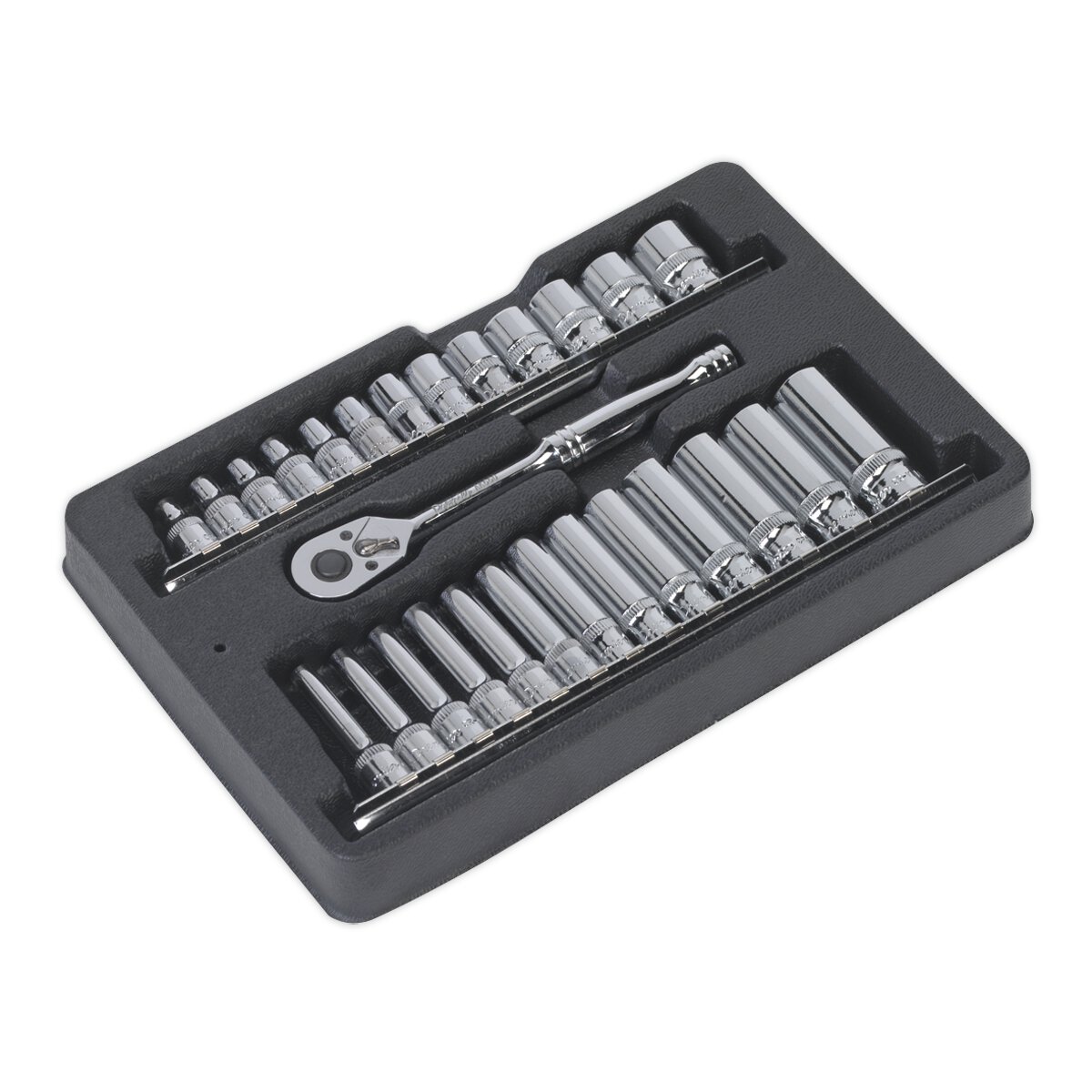Ratchet Wrench & Socket Rail Set 27pc 1/4"Sq Drive