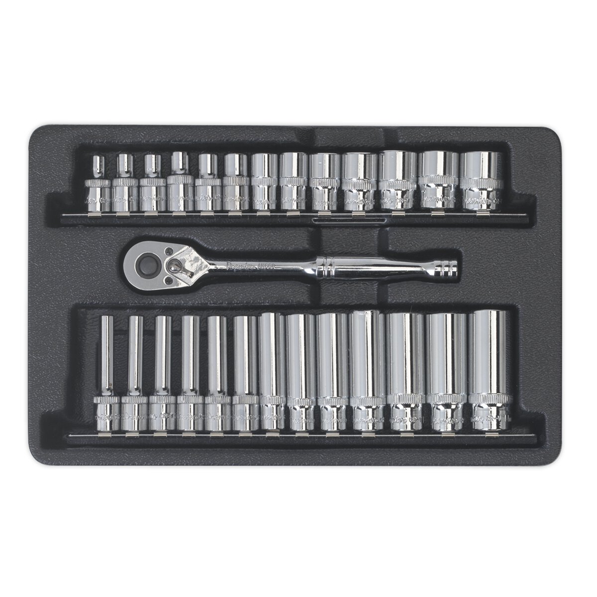 Ratchet Wrench & Socket Rail Set 27pc 1/4"Sq Drive