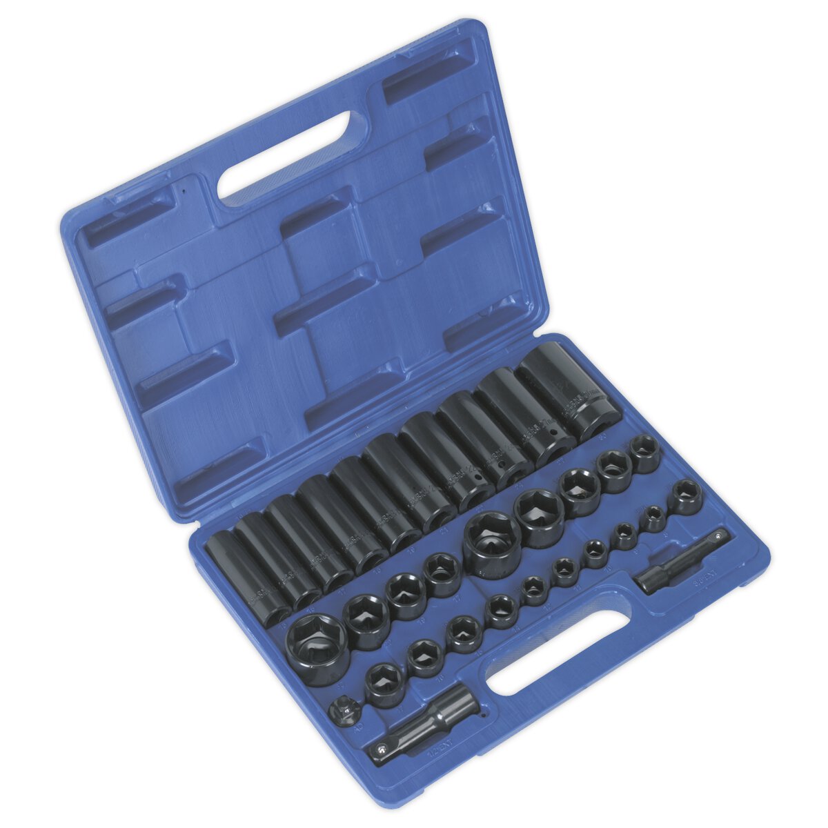 Impact Socket Set 32pc Standard/Deep 3/8" & 1/2"Sq Drive Metric/Imperial
