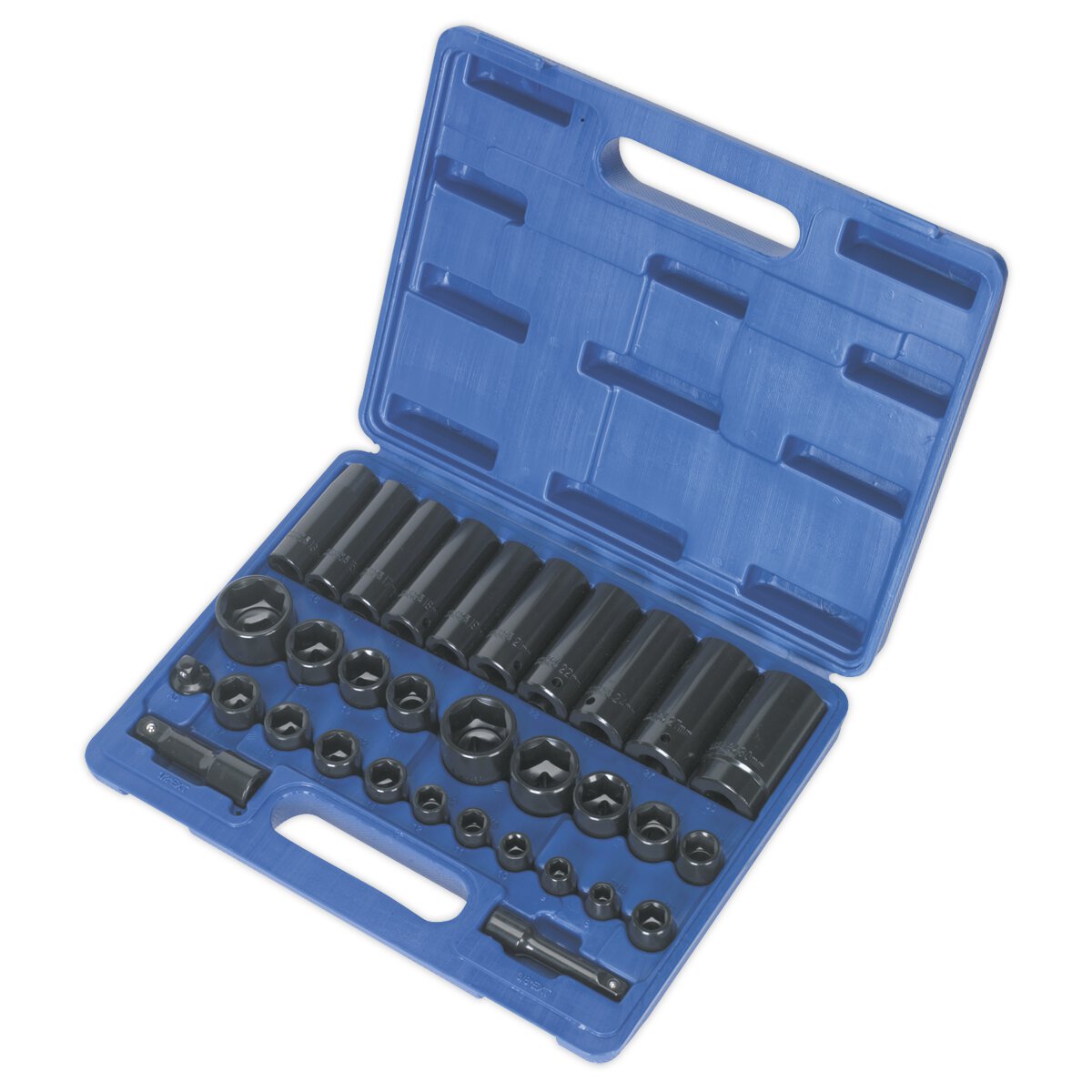 Impact Socket Set 32pc Standard/Deep 3/8" & 1/2"Sq Drive Metric/Imperial
