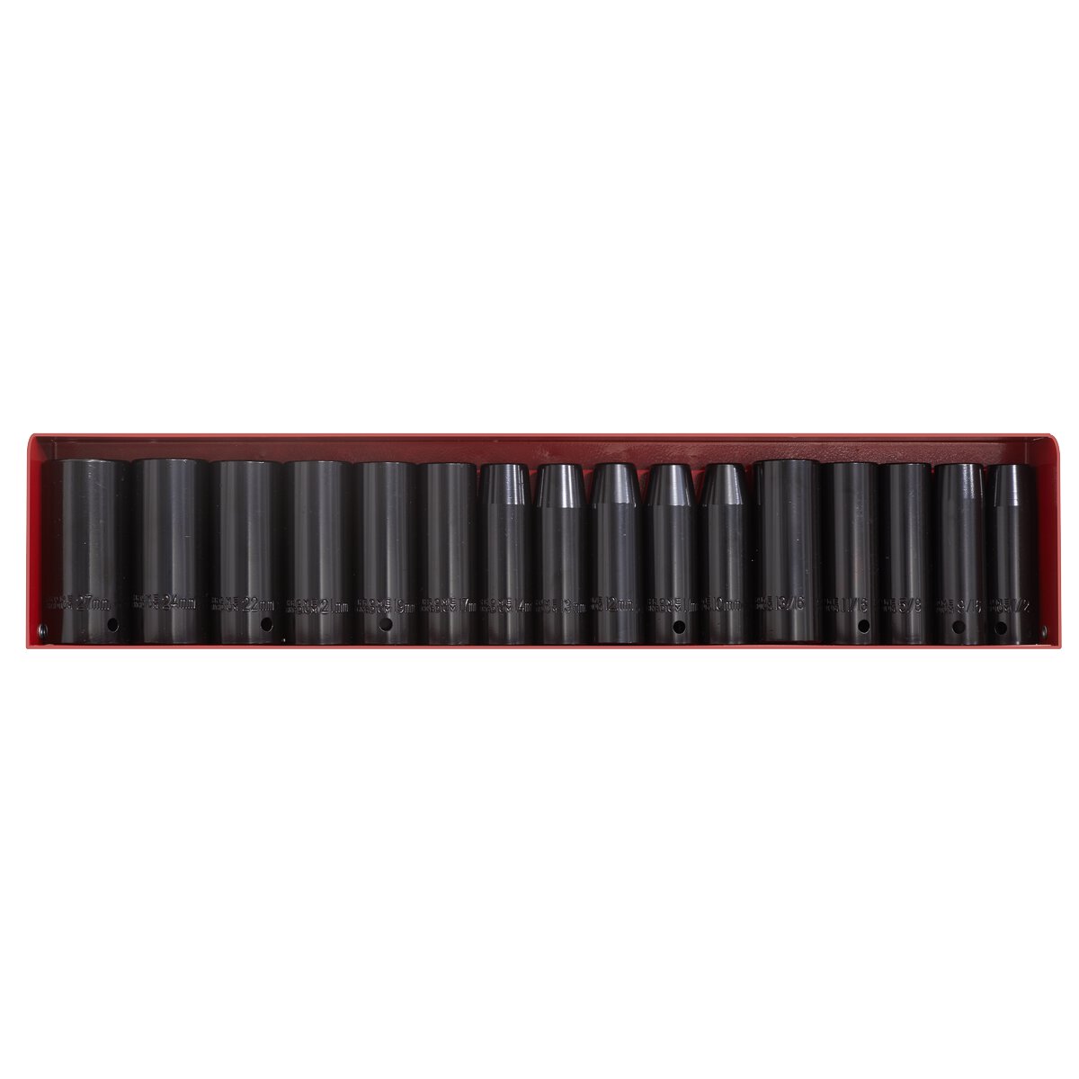 Impact Socket Set 16pc Deep 1/2"Sq Drive Metric/Imperial