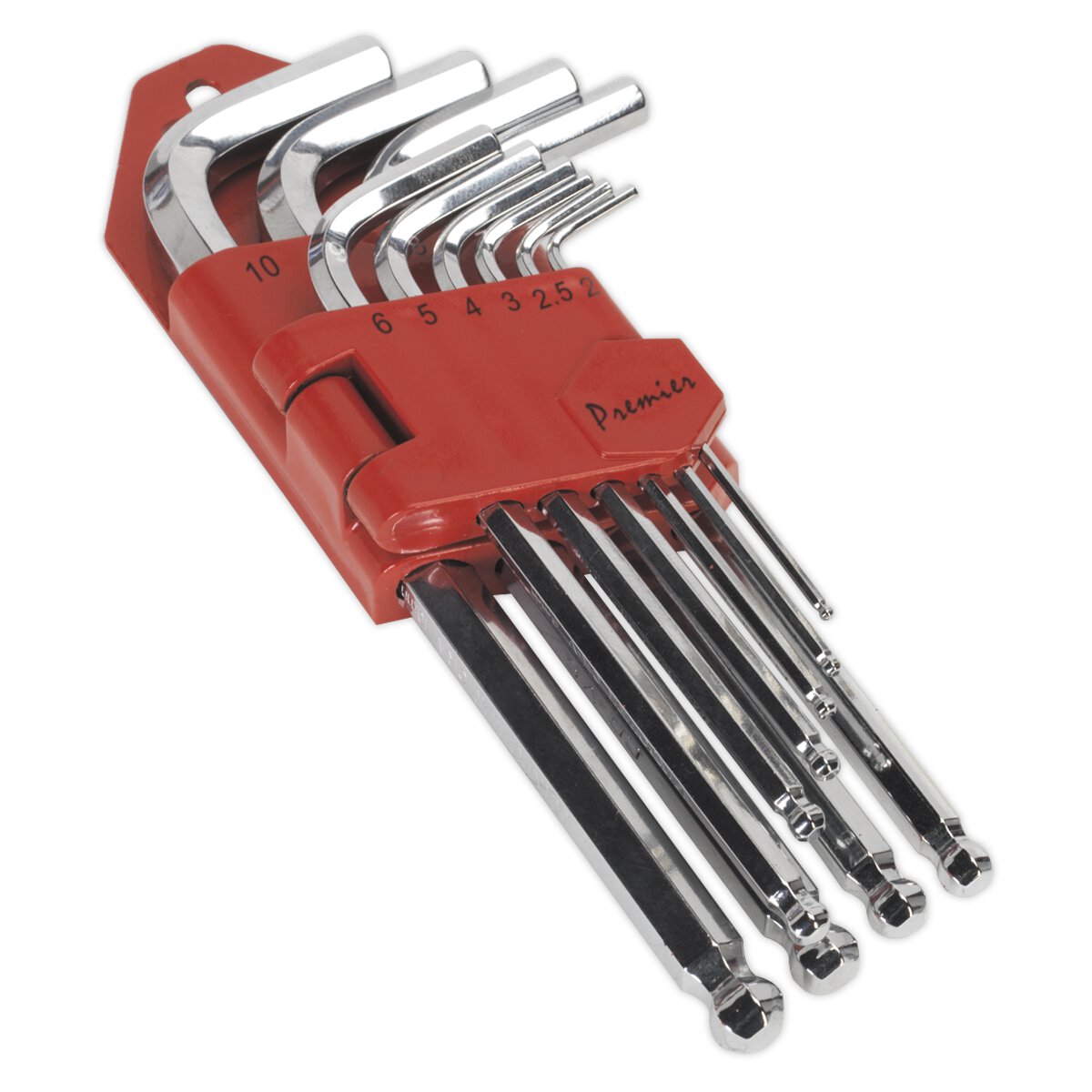 Ball-End Hex Key Set 10pc Long Fully Polished Metric
