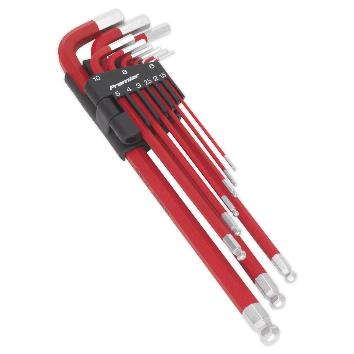 Ball-End Hex Key Set 9pc Extra Long Anti-Slip Display Box of 10