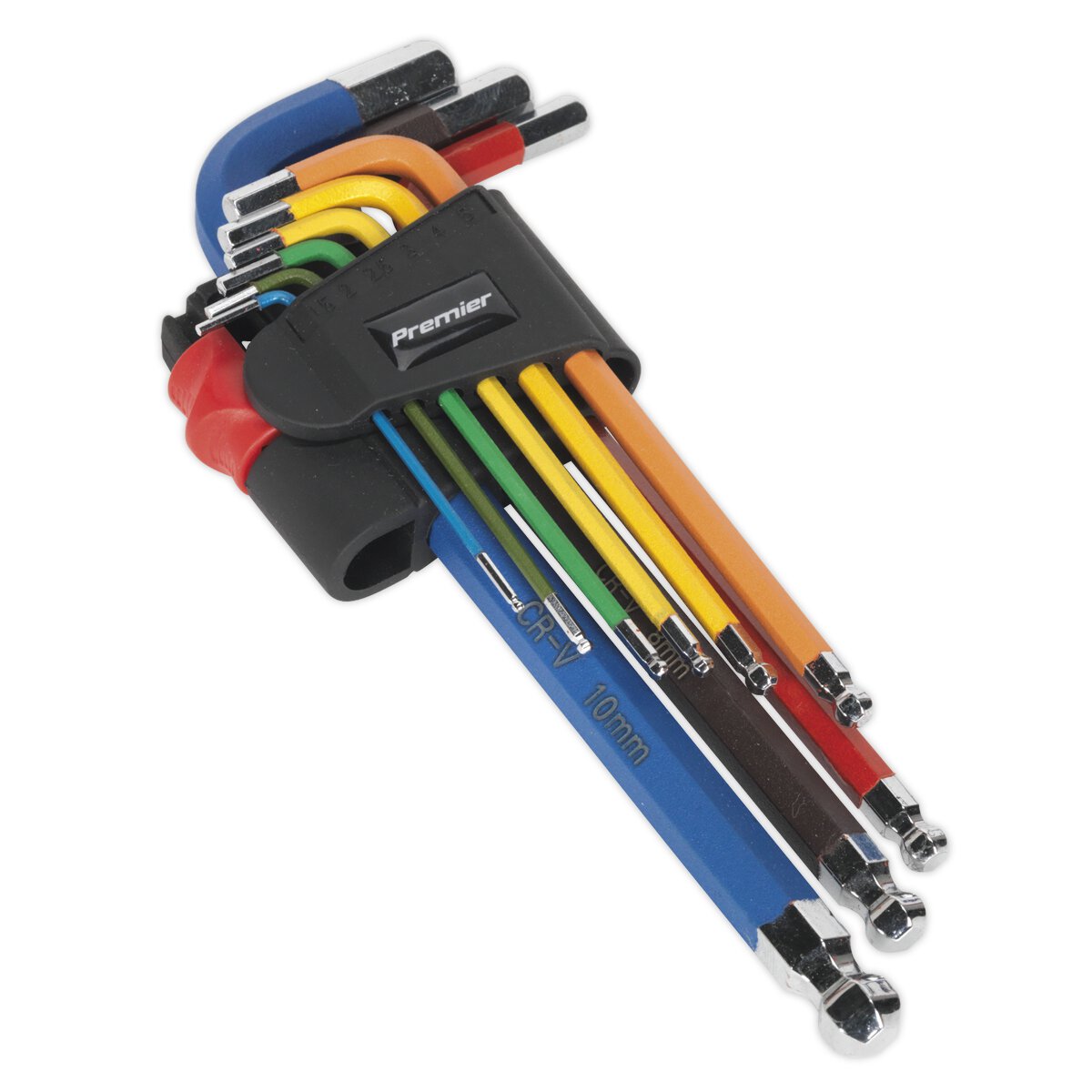 Ball-End Hex Key Set 9pc Colour-Coded Long Metric