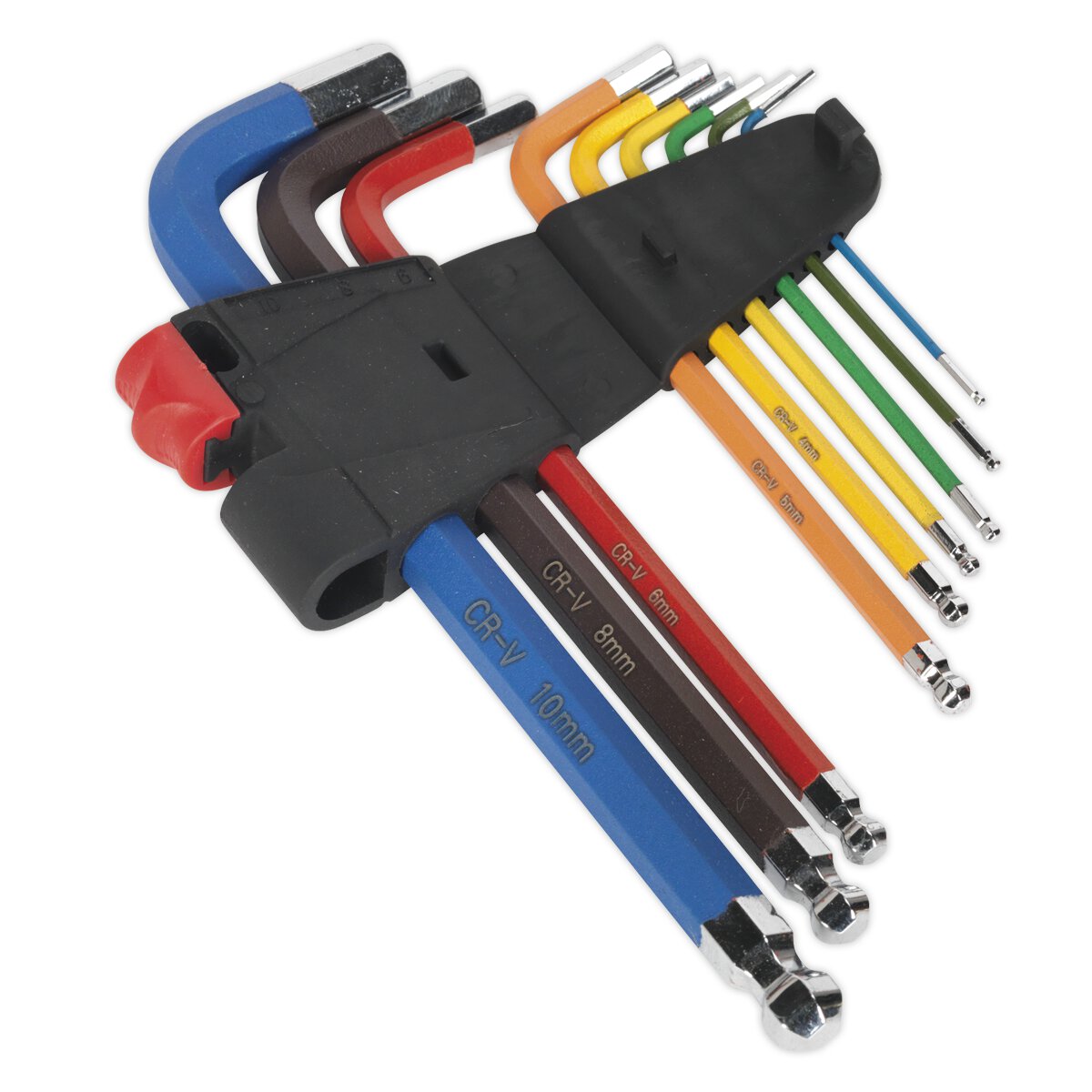 Ball-End Hex Key Set 9pc Colour-Coded Long Metric