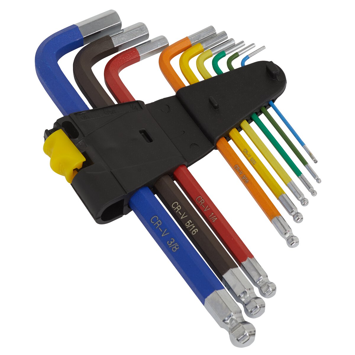 Ball-End Hex Key Set 9pc Long Colour-Coded Imperial