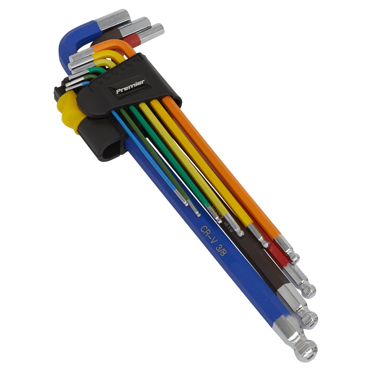 Ball-End Hex Key Set Extra Long 9pc Colour-Coded Imperial