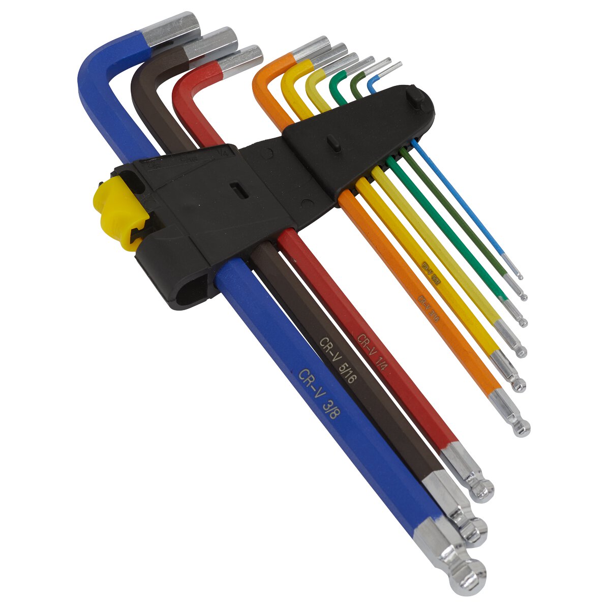 Ball-End Hex Key Set Extra Long 9pc Colour-Coded Imperial