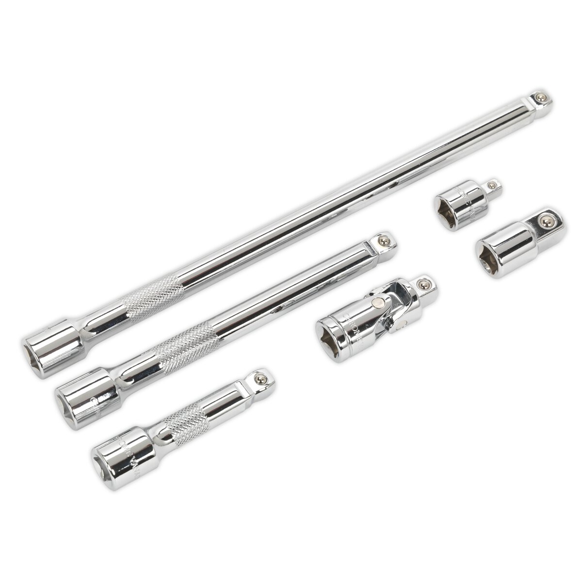 Wobble/Rigid Extension Bar, Adaptor & Universal Joint Set 6pc 3/8"Sq Drive