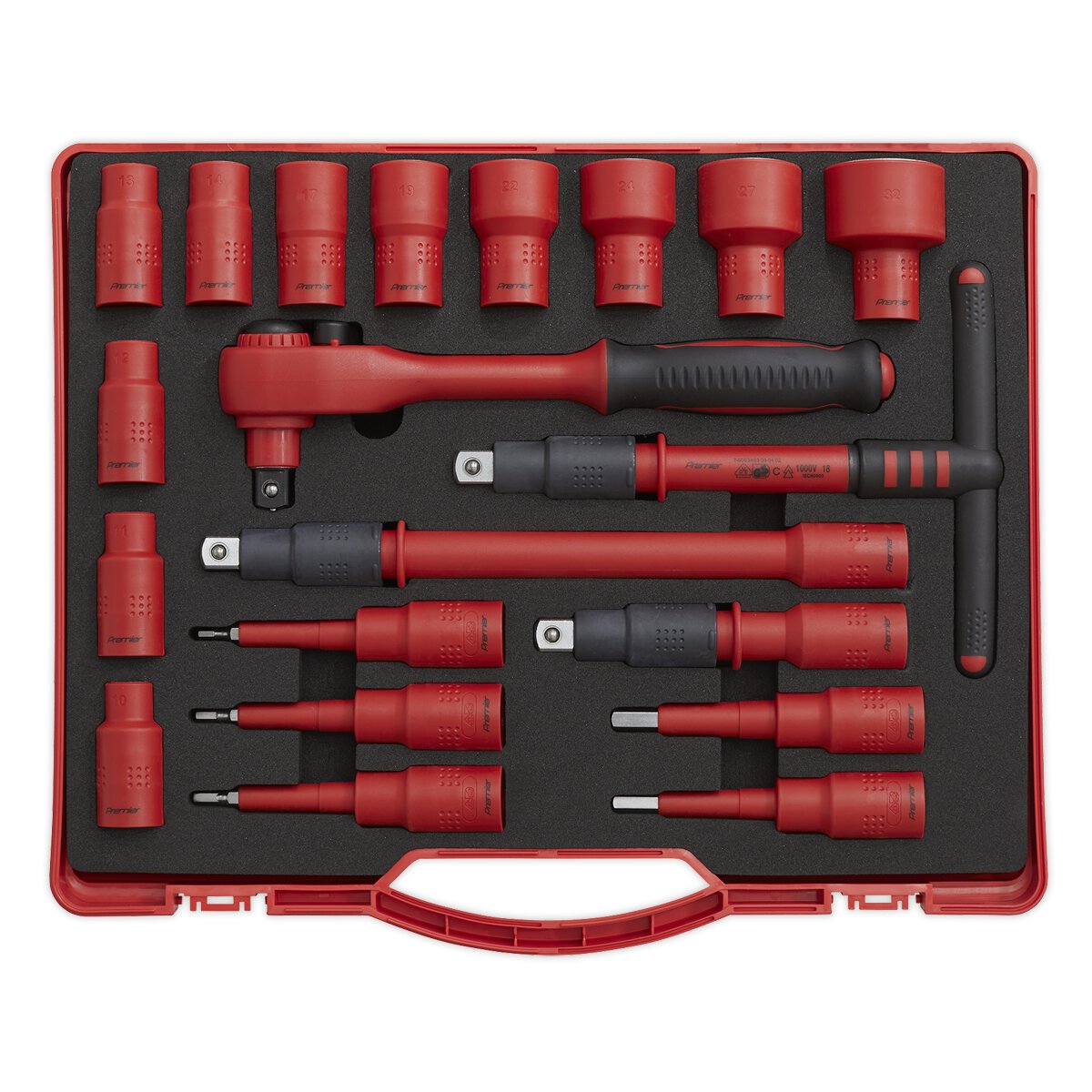 Insulated Socket Set 20pc 1/2"Sq Drive 6pt WallDrive® VDE Approved