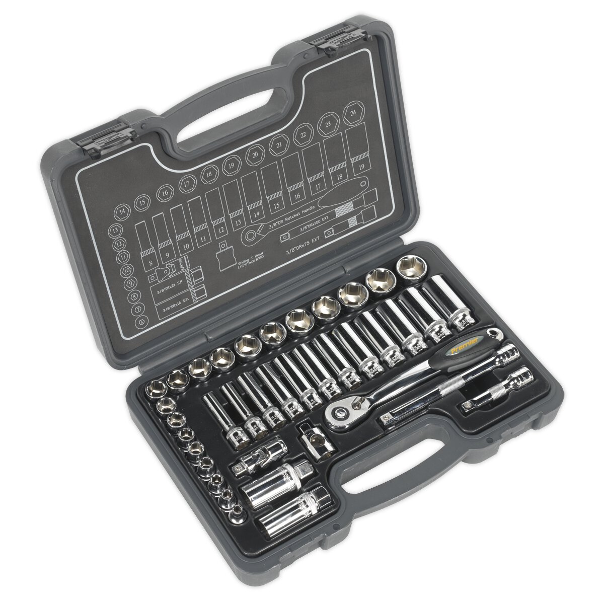 Socket Set 38pc 3/8"Sq Drive 6pt WallDrive® Metric