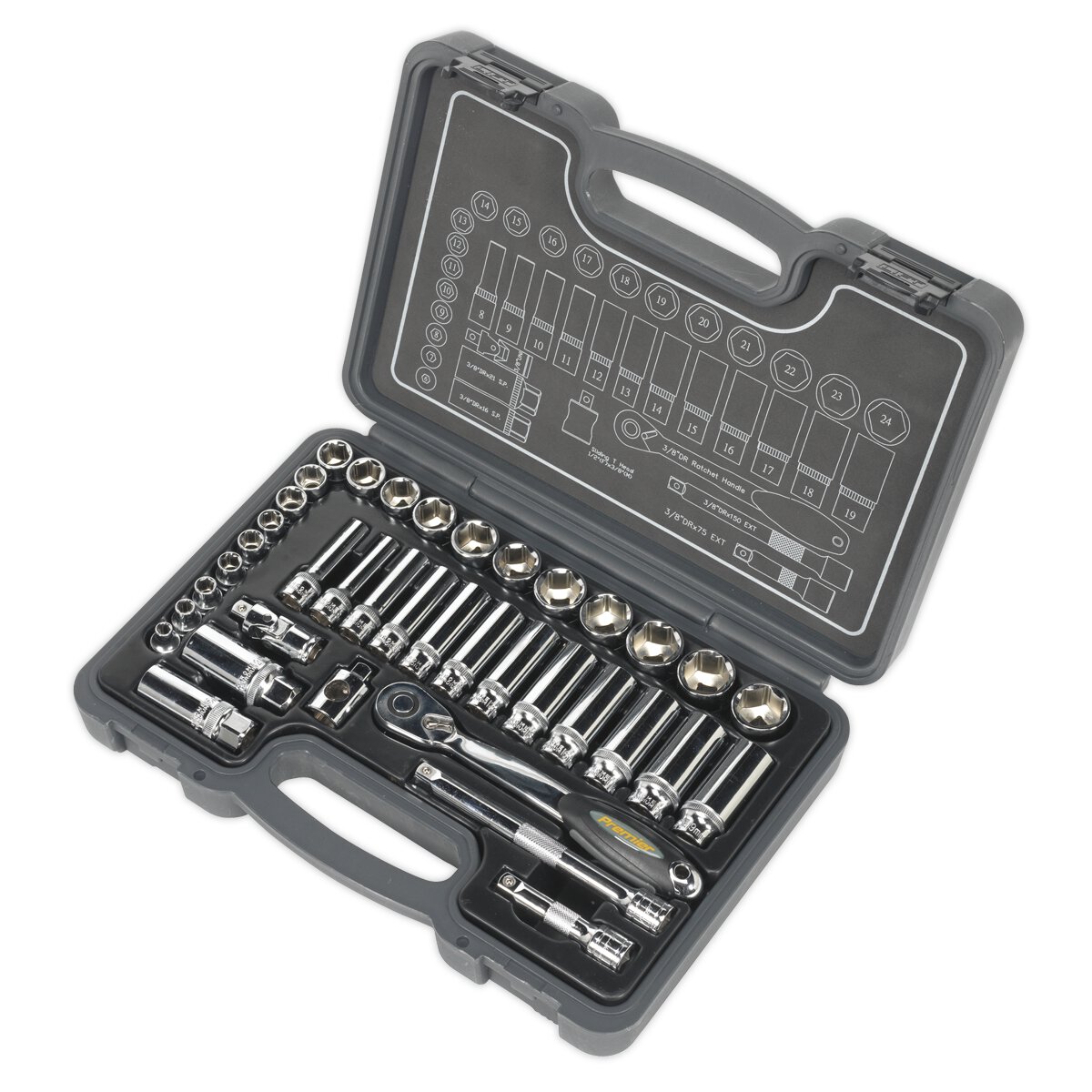 Socket Set 38pc 3/8"Sq Drive 6pt WallDrive® Metric