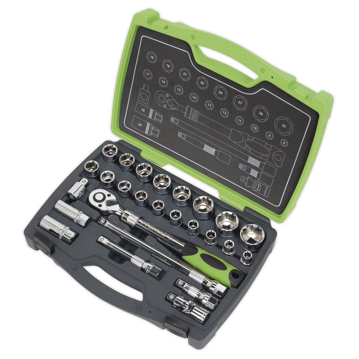 Socket Set 26pc 1/2"Sq Drive 6pt WallDrive® Metric