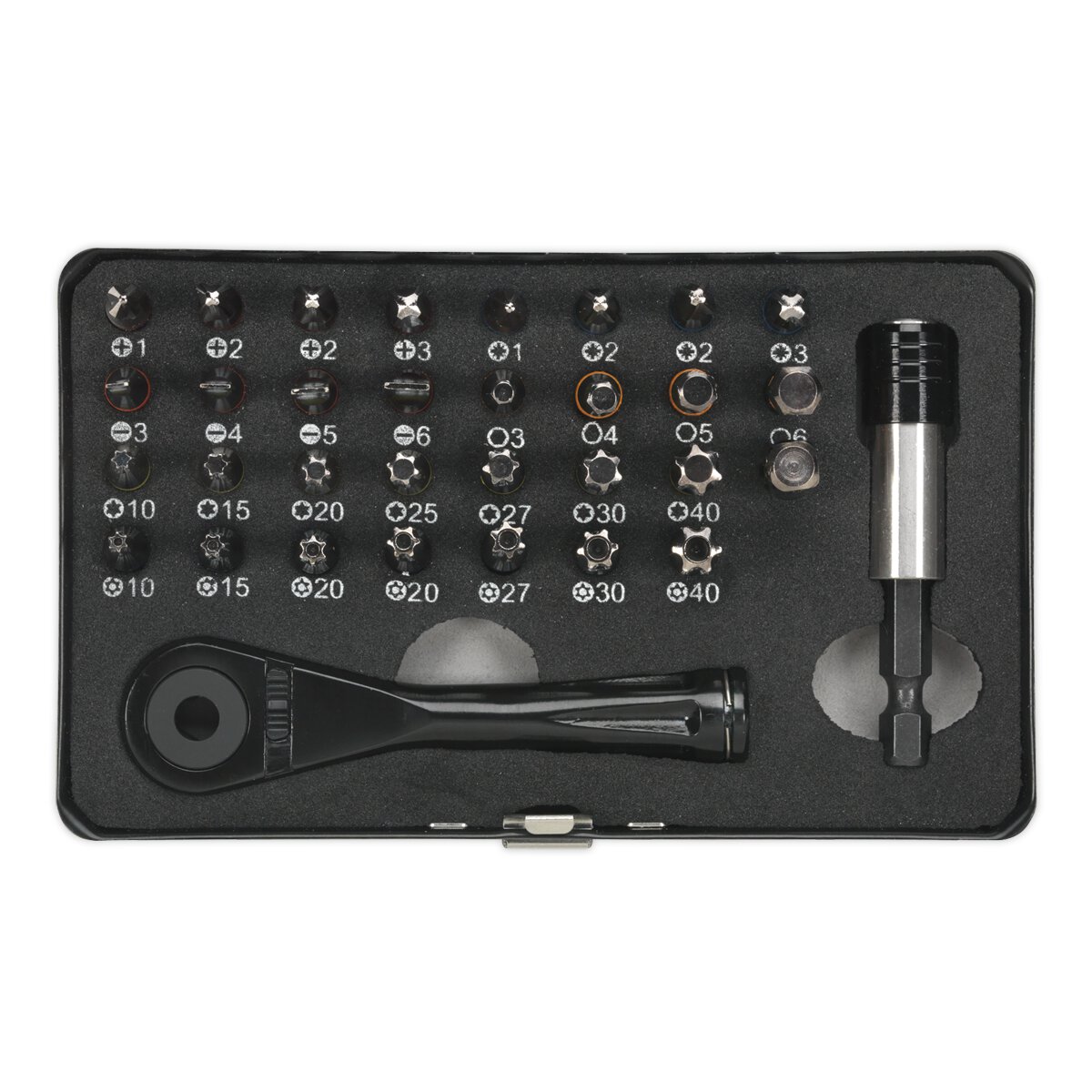 Ratchet Driver & Impact Grade Torsion Bit Set 33pc Micro Premier Black Series
