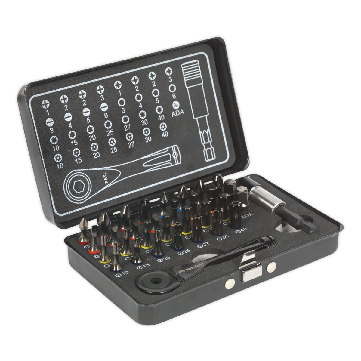Ratchet Driver & Impact Grade Torsion Bit Set 33pc Micro Premier Black Series