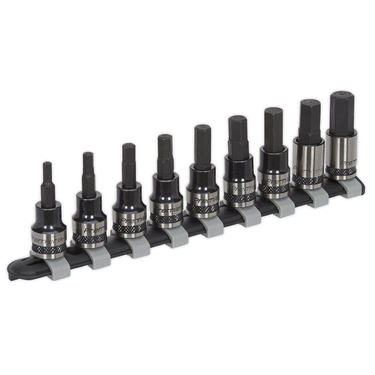 Hex Key Socket Bit Set 9pc 3/8"Sq Drive Metric Black