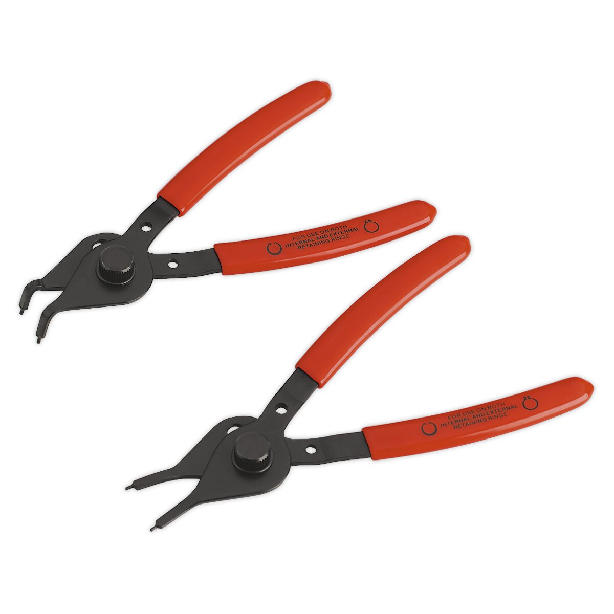 Circlip Pliers Set 2pc Reversible Straight/Bent Nose 12-25mm