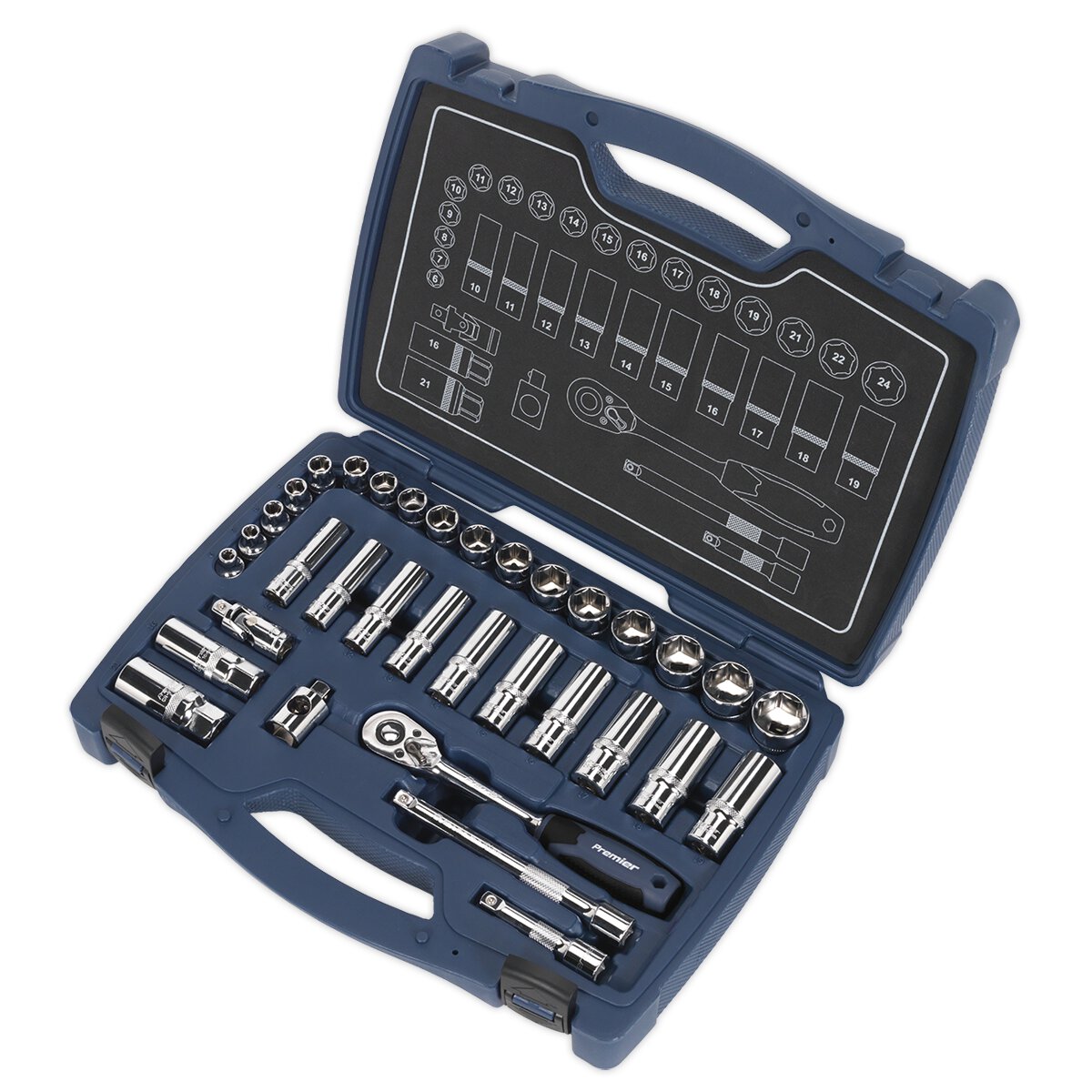 Socket Set 34pc 3/8"Sq Drive 6pt WallDrive® Metric