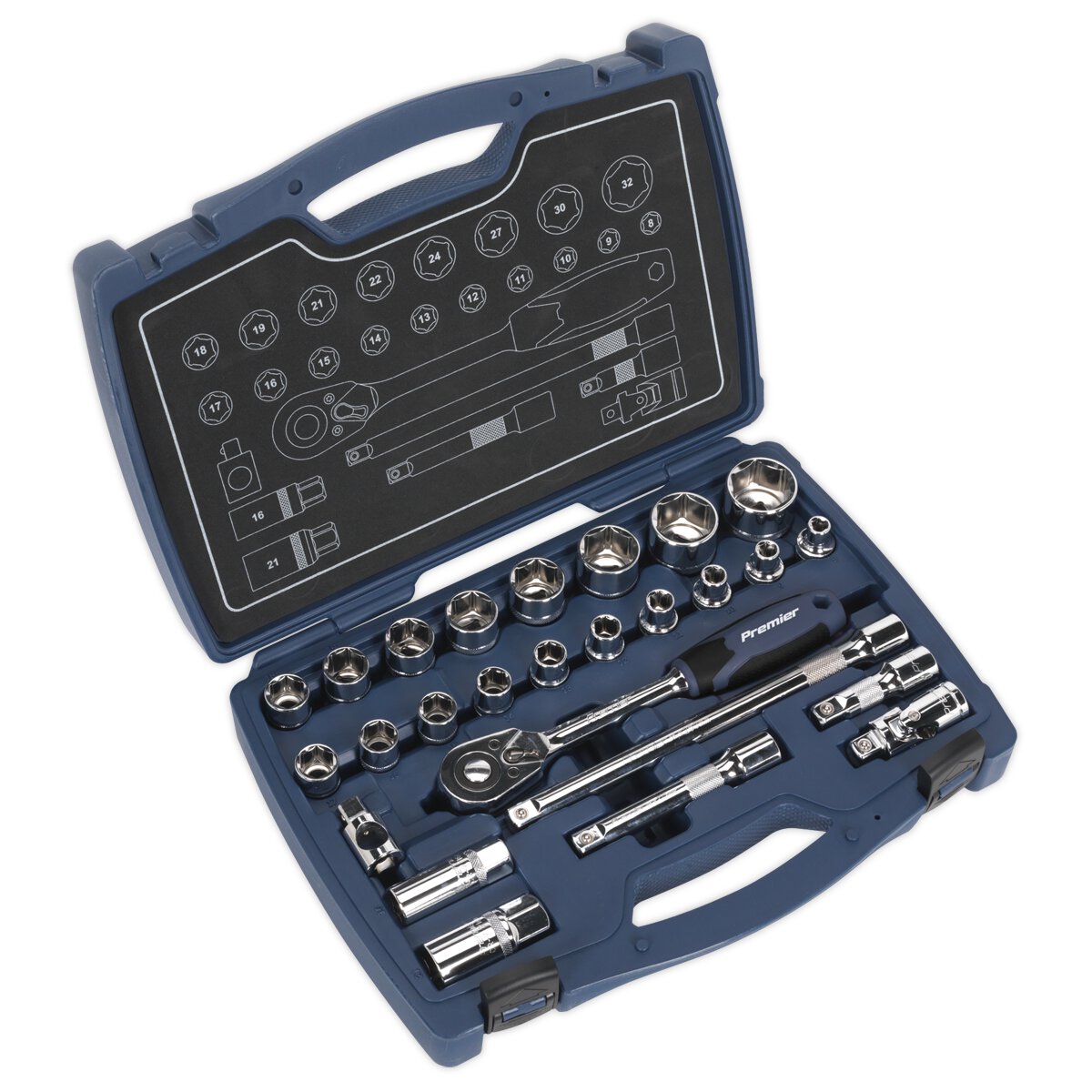 Socket Set 26pc 1/2"Sq Drive 6pt WallDrive® Metric
