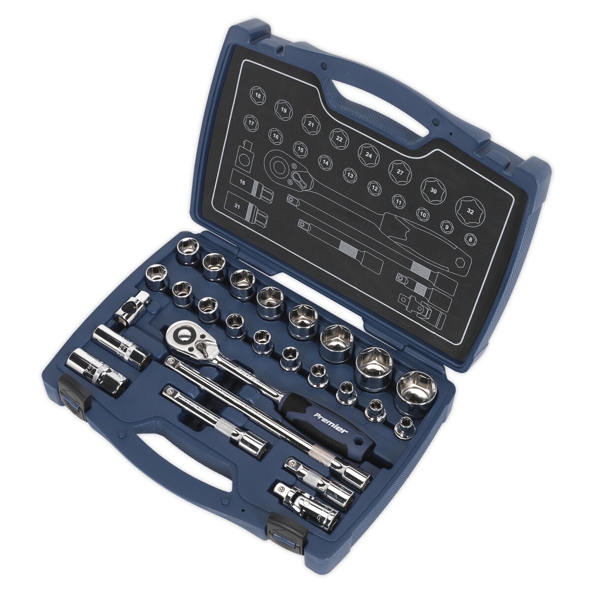 Socket Set 26pc 1/2"Sq Drive 6pt WallDrive® Metric