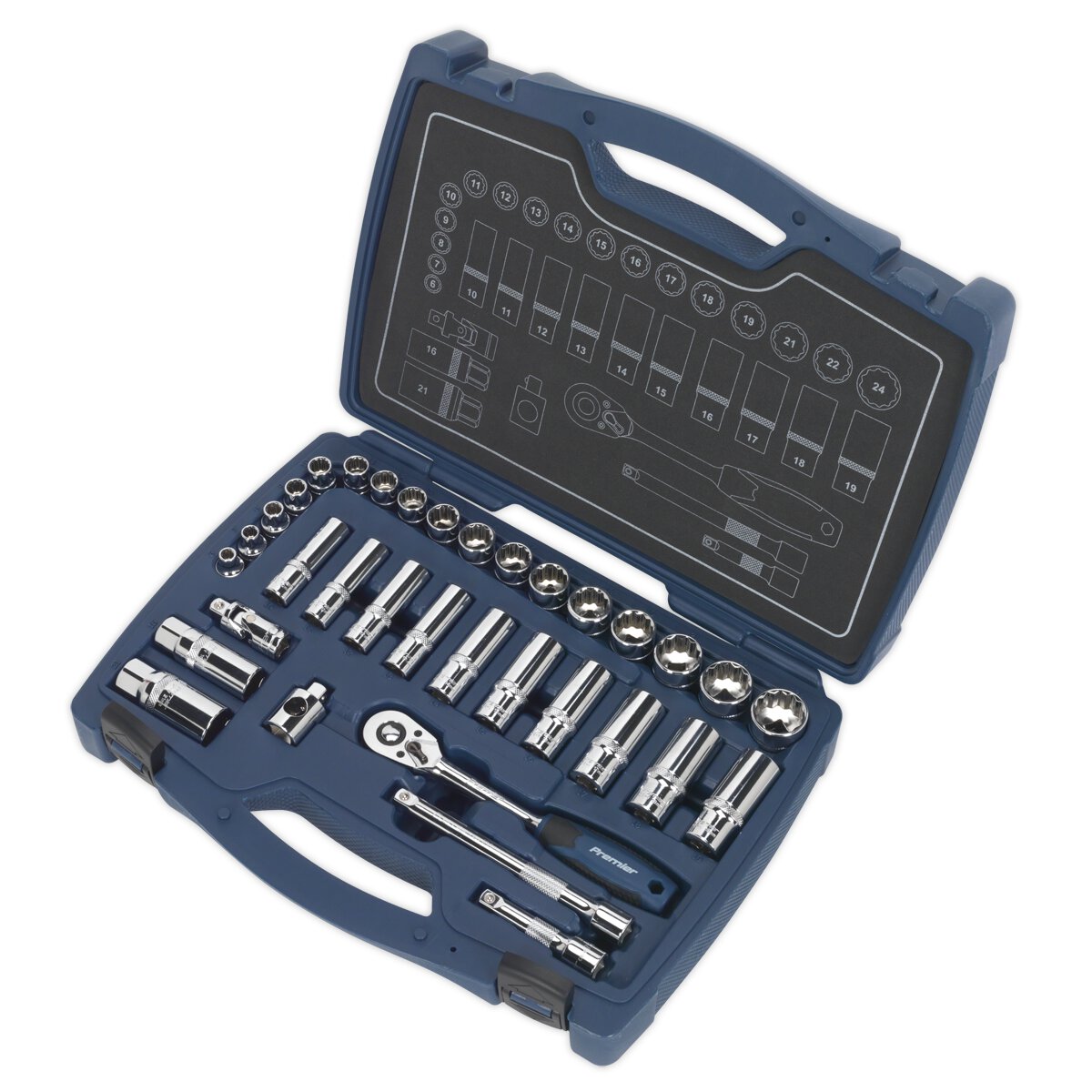 Socket Set 34pc 3/8"Sq Drive 12pt WallDrive® Metric