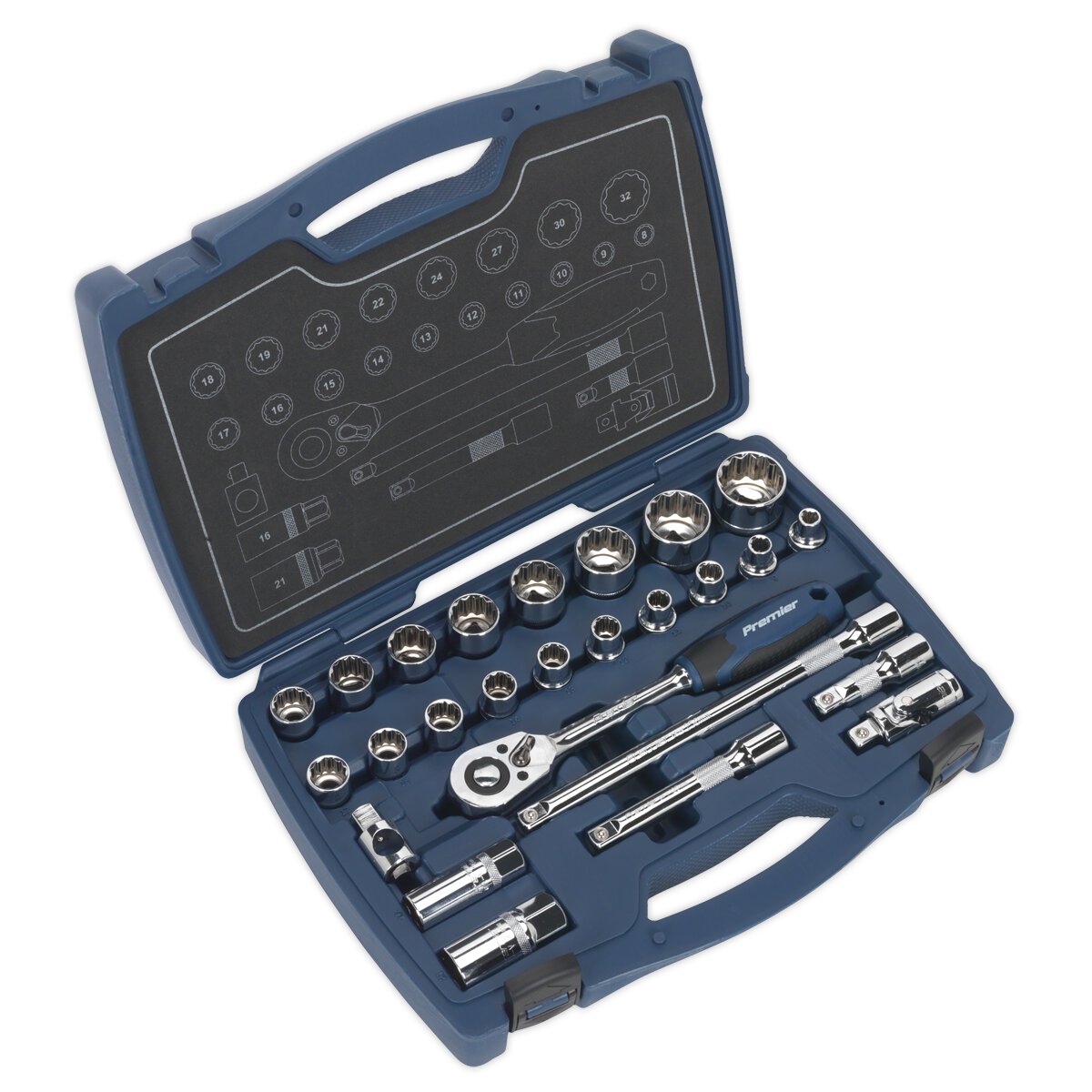 Socket Set 26pc 1/2"Sq Drive 12pt WallDrive® Metric