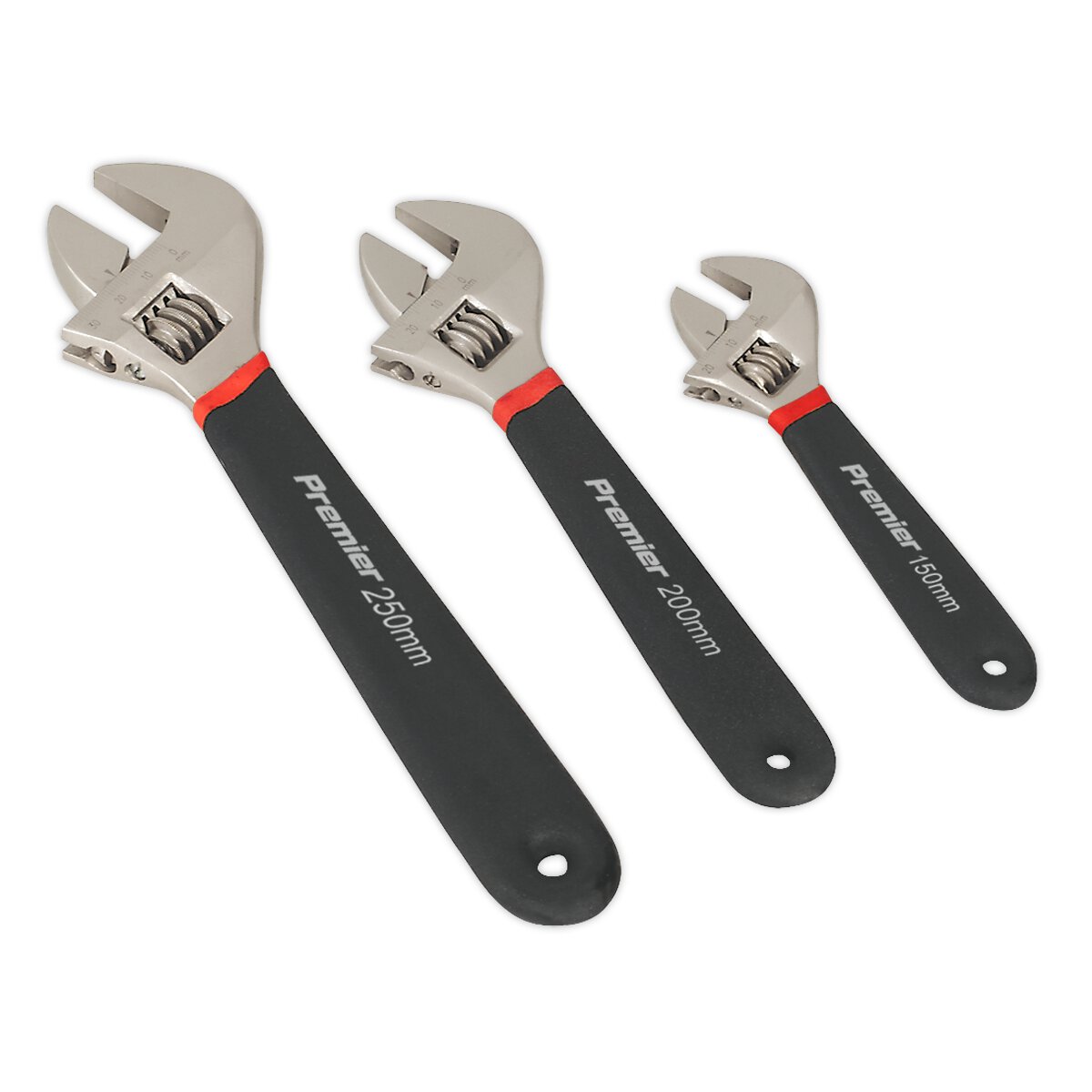 Adjustable Wrench Set 3pc Ni-Fe Finish