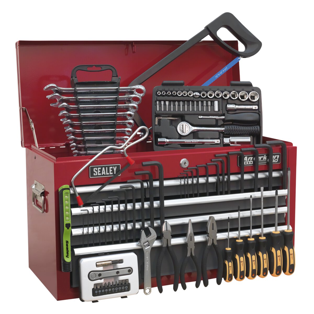 Topchest 6 Drawer with Ball Bearing Slides - Red/Grey & 98pc Tool Kit