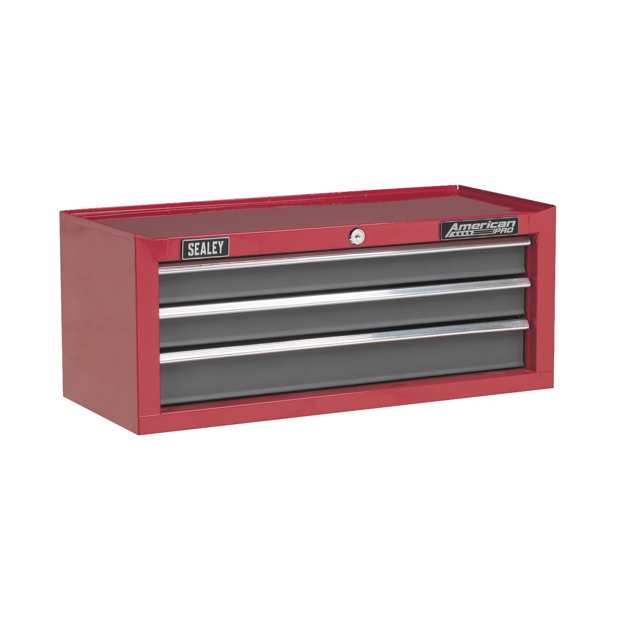 Mid-Box 3 Drawer with Ball Bearing Slides - Red/Grey