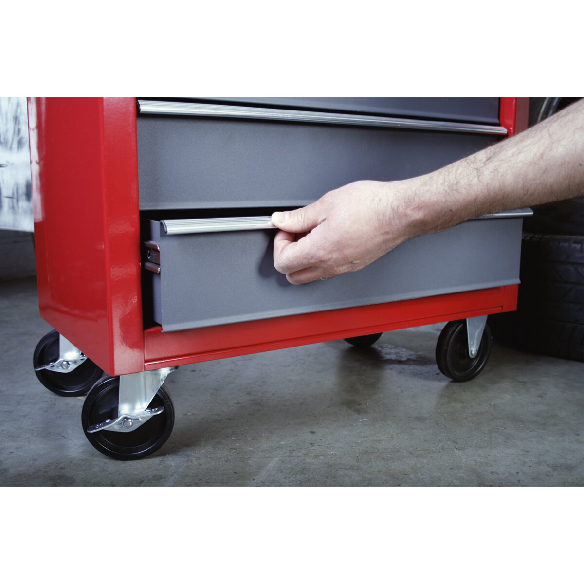 Rollcab 5 Drawer with Ball Bearing Slides - Red/Grey