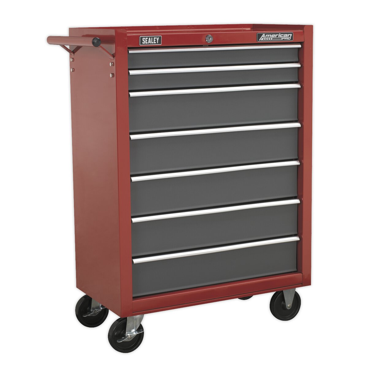 Rollcab 7 Drawer with Ball Bearing Slides - Red/Grey