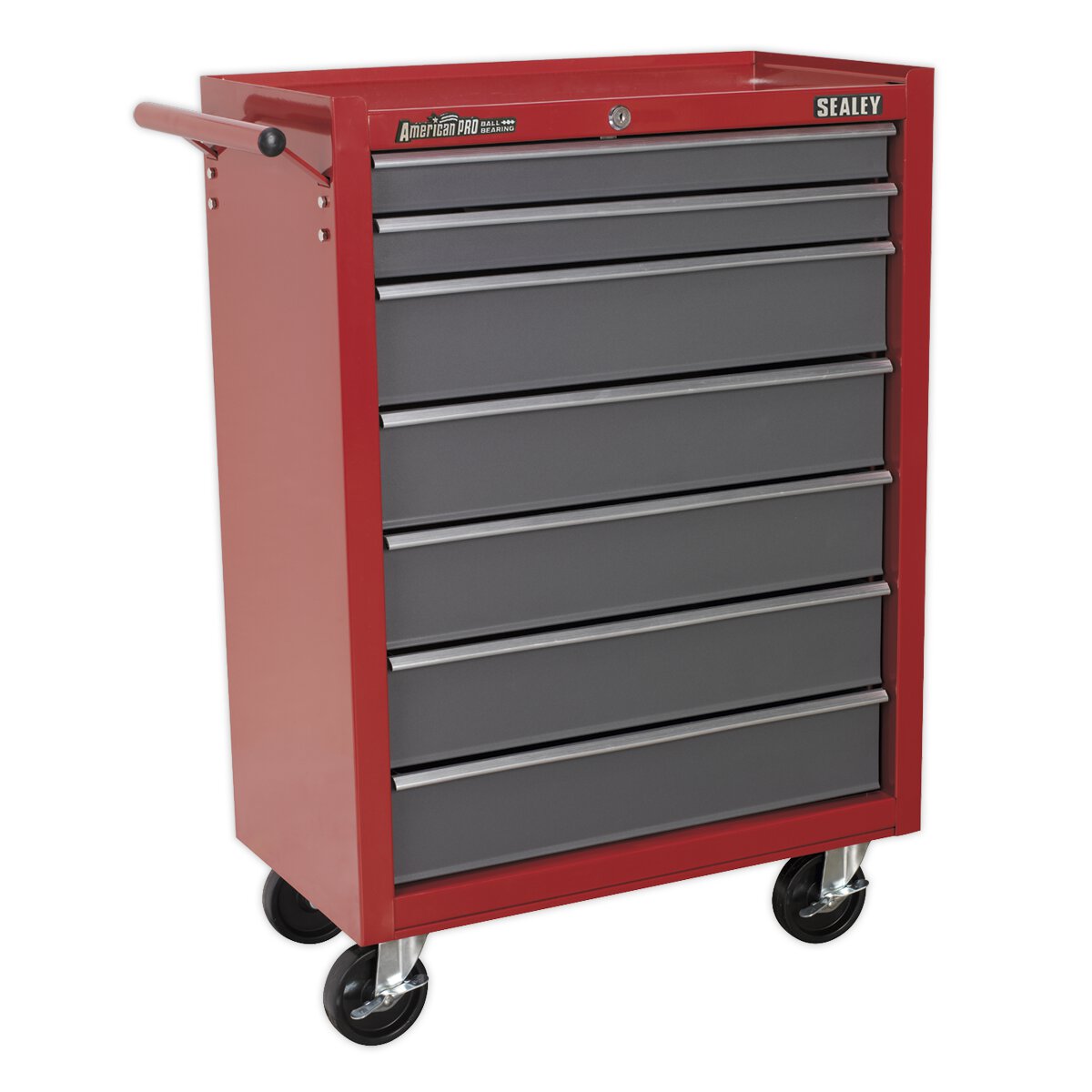 Rollcab 7 Drawer with Ball Bearing Slides - Red/Grey