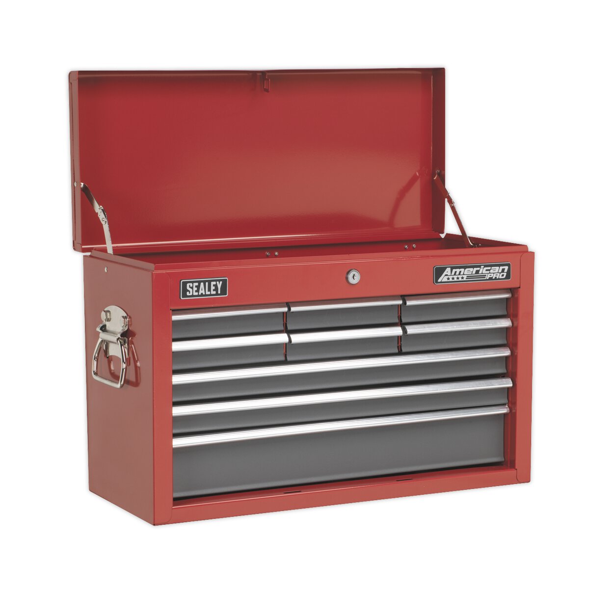 Topchest 9 Drawer with Ball Bearing Slides - Red/Grey