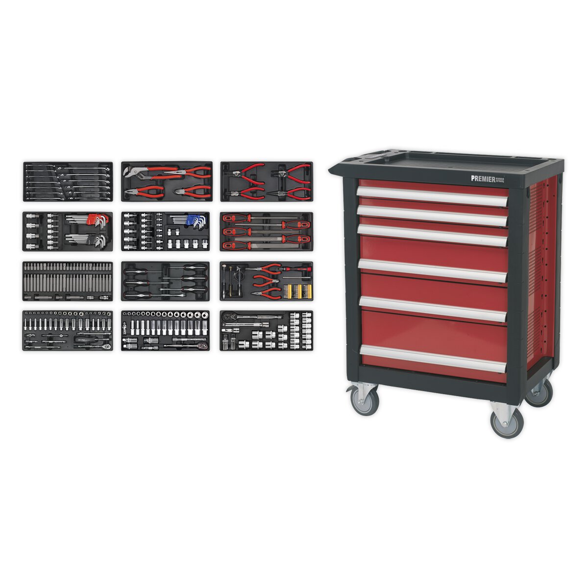 Rollcab 6 Drawer with Ball Bearing Slides with 298pc Tool Kit