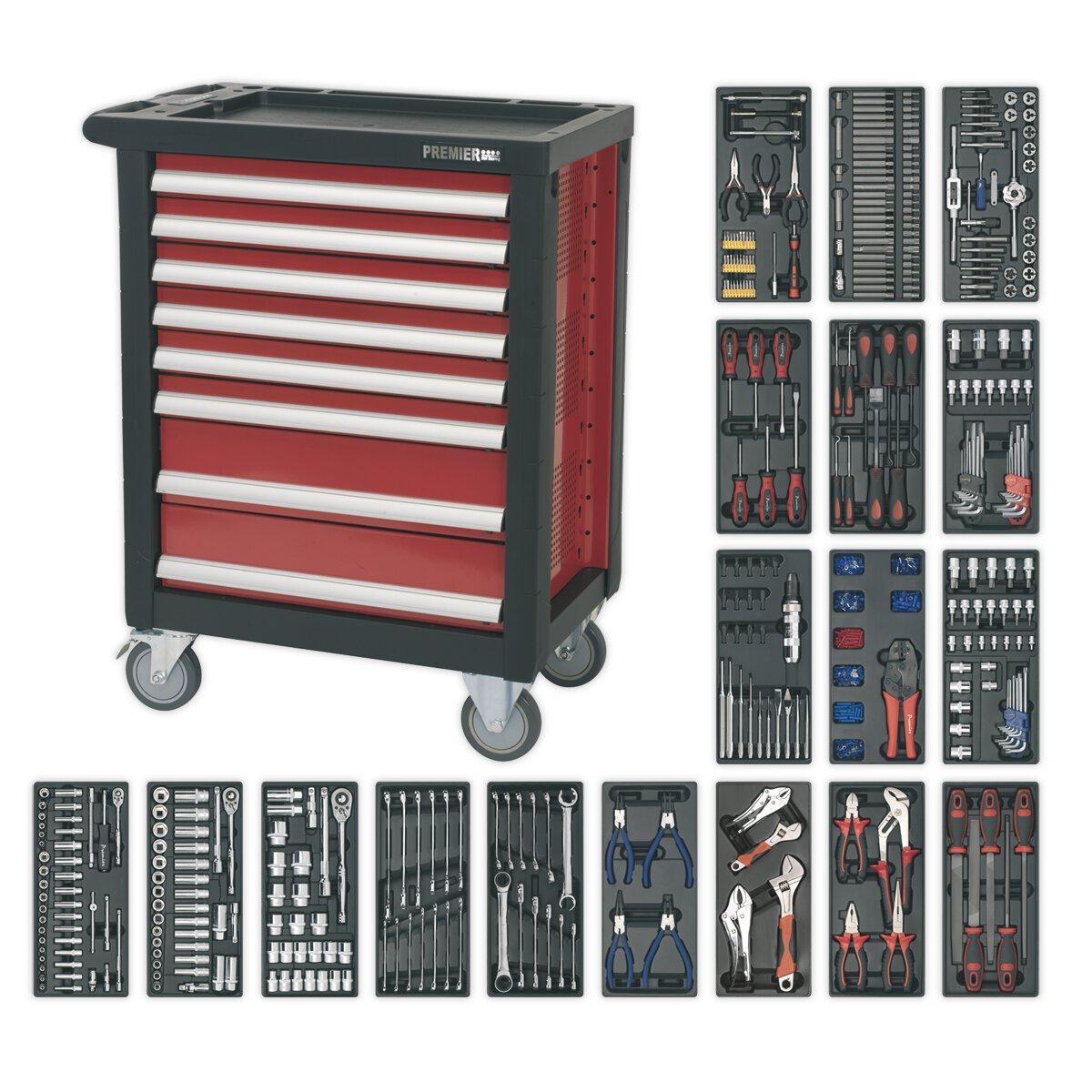 Rollcab 8 Drawer with Ball Bearing Slides & 707pc Tool Kit