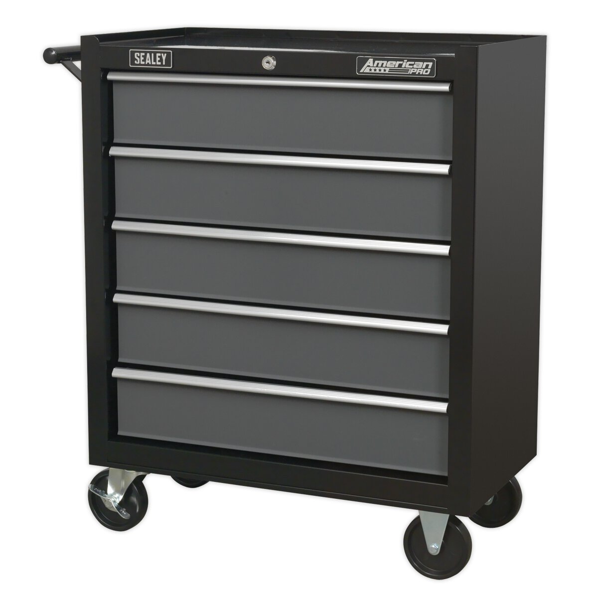 Rollcab 5 Drawer with Ball Bearing Slides - Black/Grey